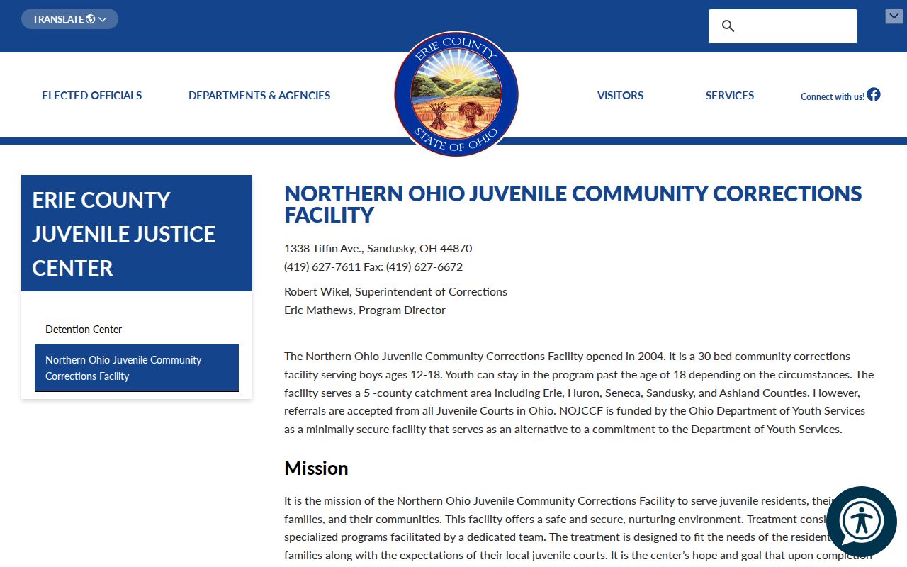 Northern Ohio Juvenile Community Corrections Facility discharge source for Sandusky County youth