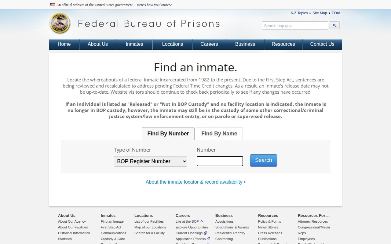 Federal BOP search for a Sandusky County release record