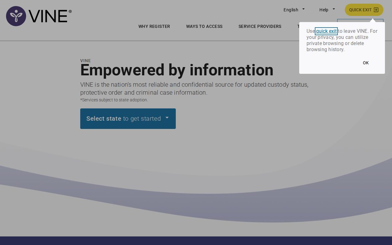 VINELink release notification registration for a Sandusky County inmate